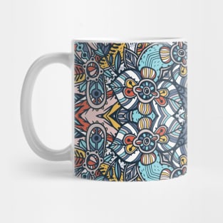 Blue Boho Botanical Flower Mug